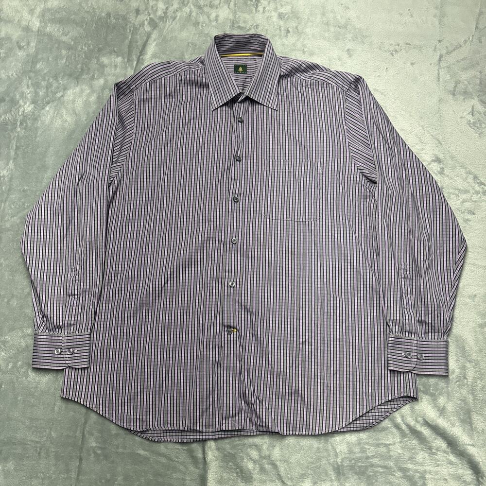 ROBERT TALBOTT Classic Men's Shirt Button Up Long Sleeve Pocket Purple Stripe XL